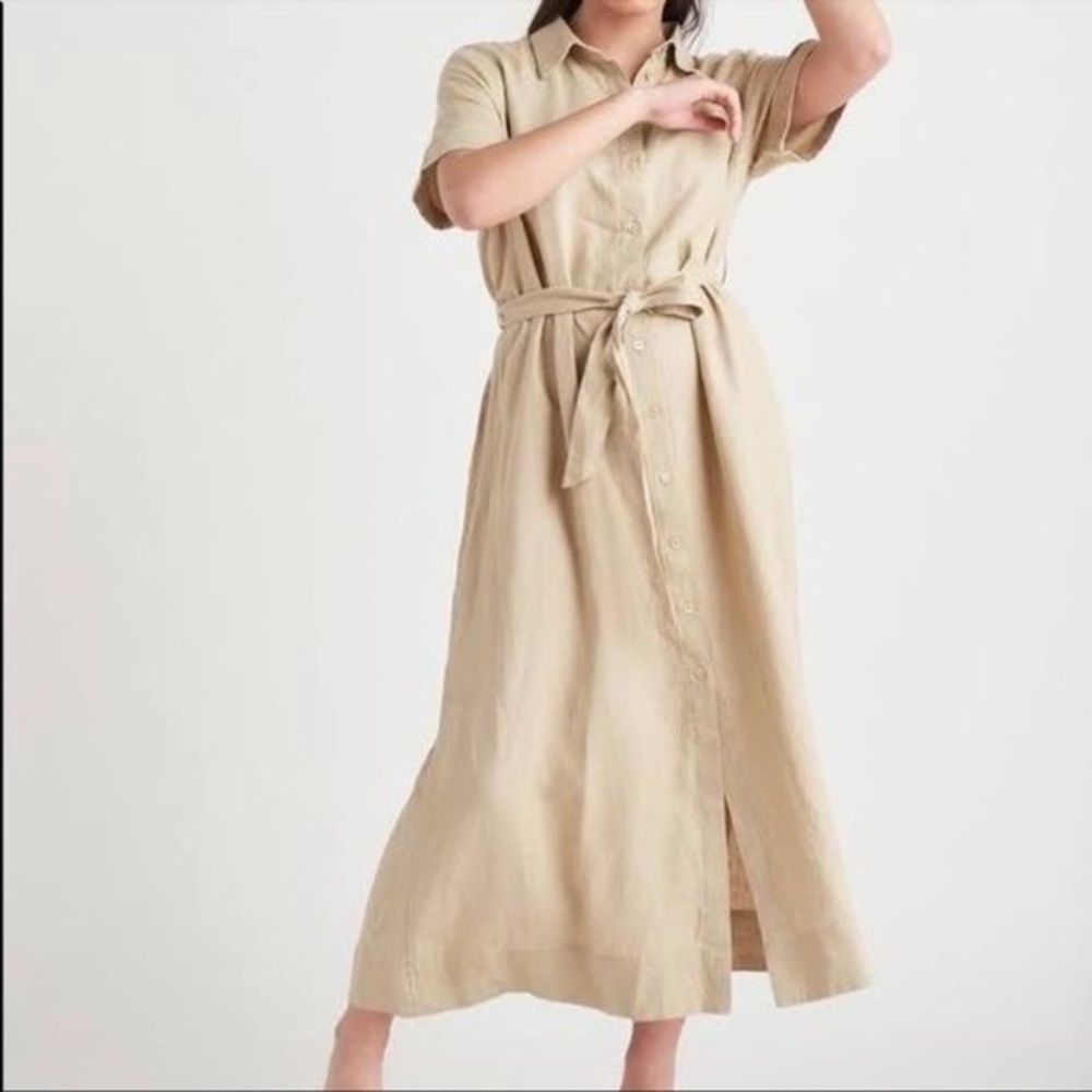 Aritzia Elena Tan Midi Shirt Dress